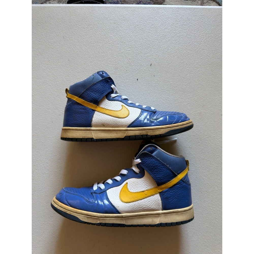 Vintage 2007 Nike Dunk High Blue White Yellow Size 9 #3156